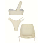 Women's Swimsuit Set with Wrap Top and High-Waisted Bottoms