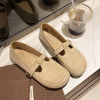 Women's Ballet Flats with Elegant Buckle and Soft Suede