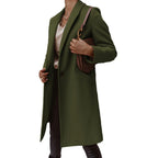 Women's Elegant Long Coat with Slim Fit and Deep Pockets