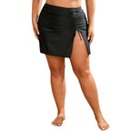 Women's Swim Bottoms with Adjustable Ruched Effect and Side Slit