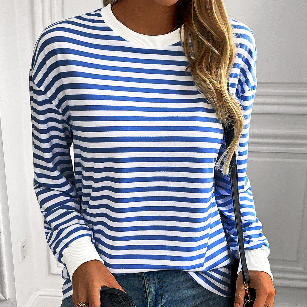 Women's Striped Long-Sleeve Sweater with Casual Fit