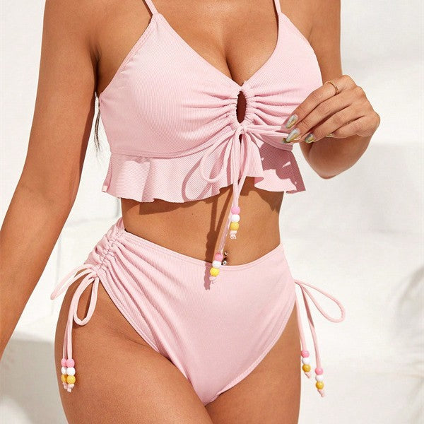 Women's Swimsuit with Ruffle Details and Adjustable Straps