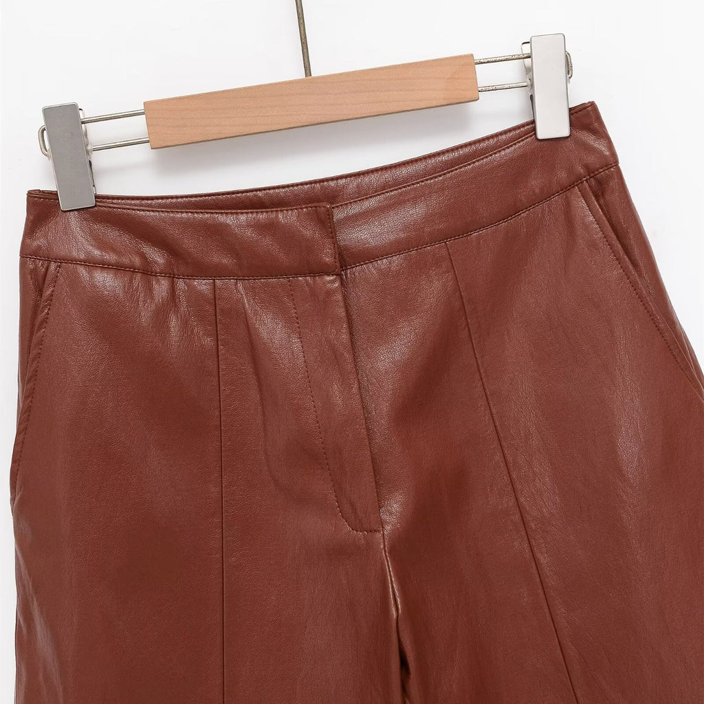 Women's Elegant Leather Culottes
