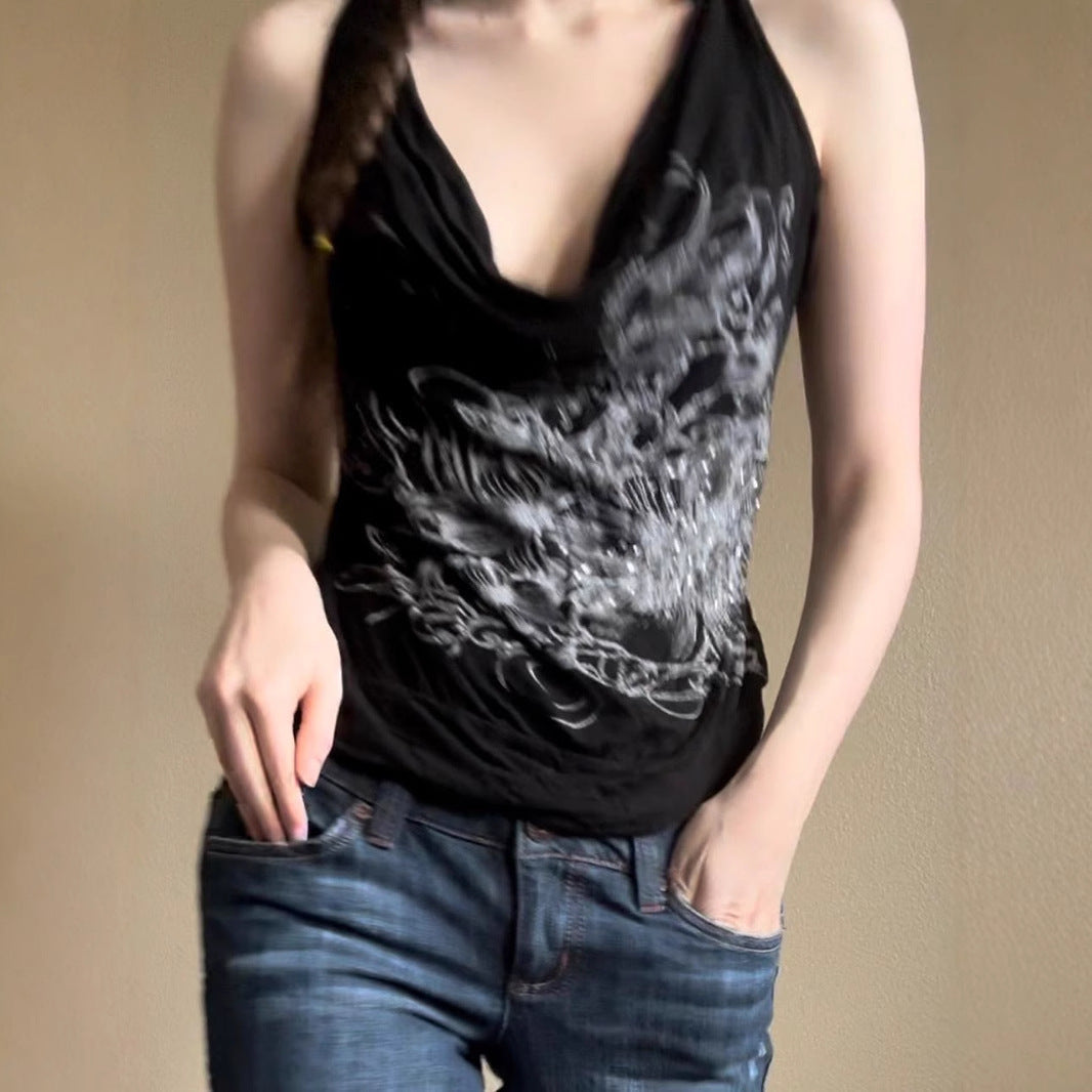 Women's Sleeveless Floral Crossover Top
