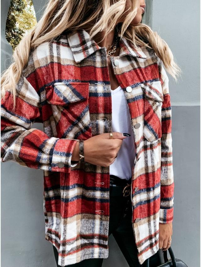 Women's Plaid Flannel Shirt with Pockets