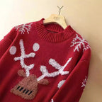 Women's Festive Reindeer and Snowflake Knit Sweater