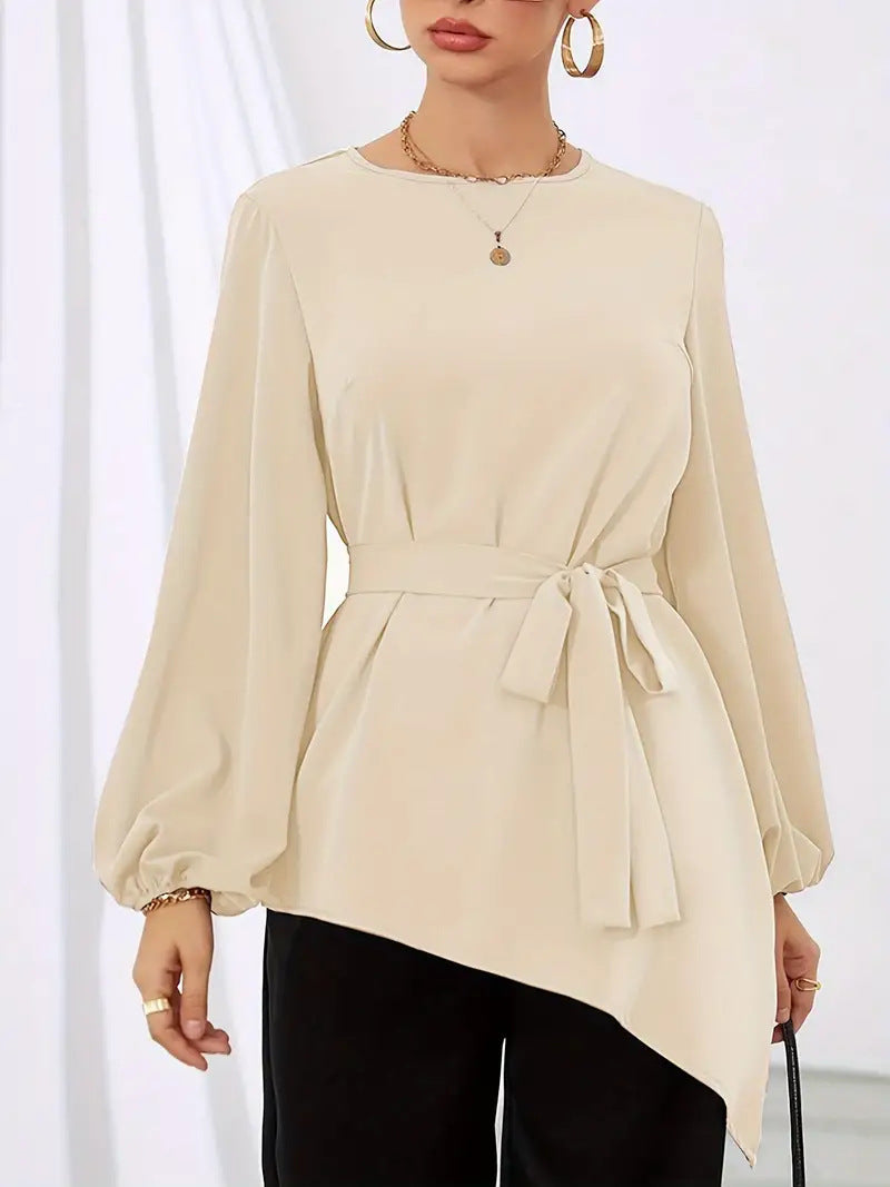 Women's Elegant Long-Sleeve Wrap Blouse
