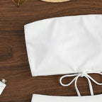 Women's High-Waisted Striped Bandeau Bikini