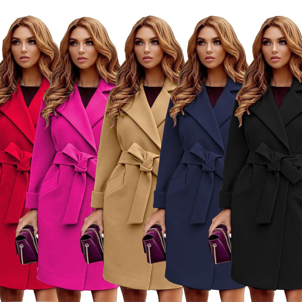 Elegant Trench Coat with Belt and Pockets