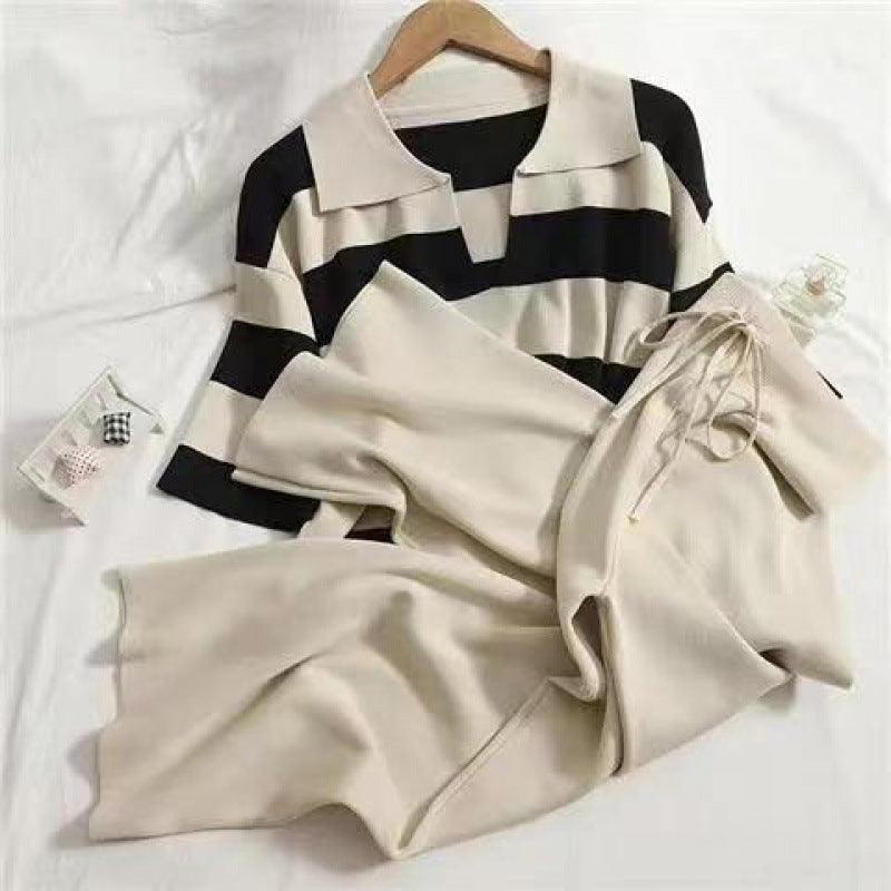 Women's Striped Two-Piece Set with Wide Leg