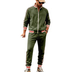 Men's Sporty Tracksuit with Striped Ribbed Cuffs