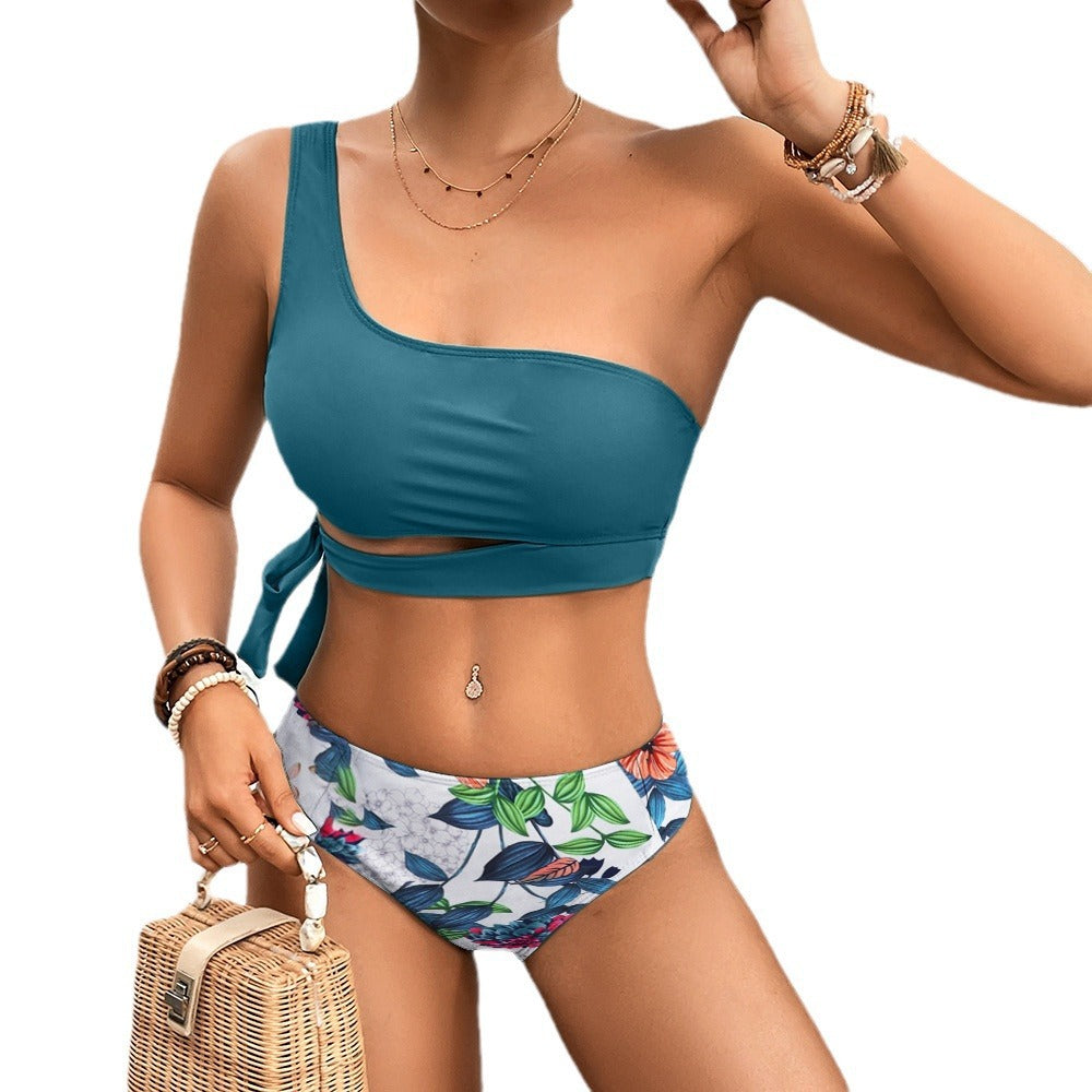 Women's Asymmetrical Bikini with Adjustable Tie