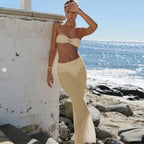 Women's Bandeau Bikini Skirt Set with Elegant Cut