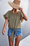 Women's Airy Blouse with Playful Knot and Voluminous Sleeves