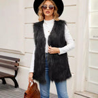 Elegant Faux Fur Vest with Open Front