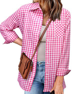 Women's Plaid Shirt with Casual Cut and Chest Pocket
