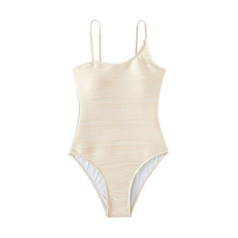 Women's Ribbed Swimsuit with Asymmetric Strap