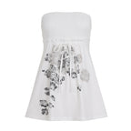 Women's Cotton Skirt with Floral Patterns and Elastic Waistband