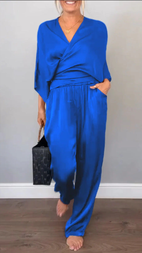 Elegant and Comfortable Satin Pantsuit