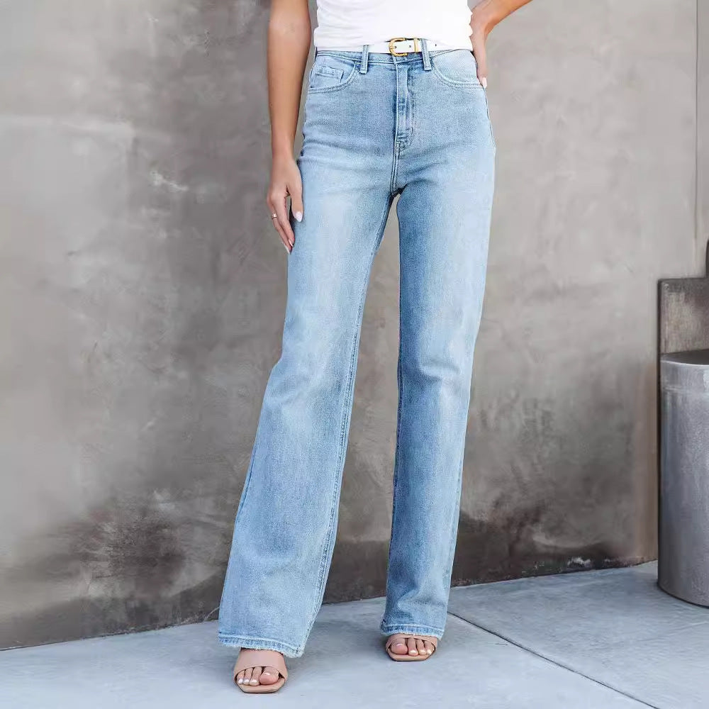 Women's High-Waist Bootcut Jeans with Washed Finish
