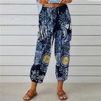 Women's Elegant Summer Trousers with Floral Pattern