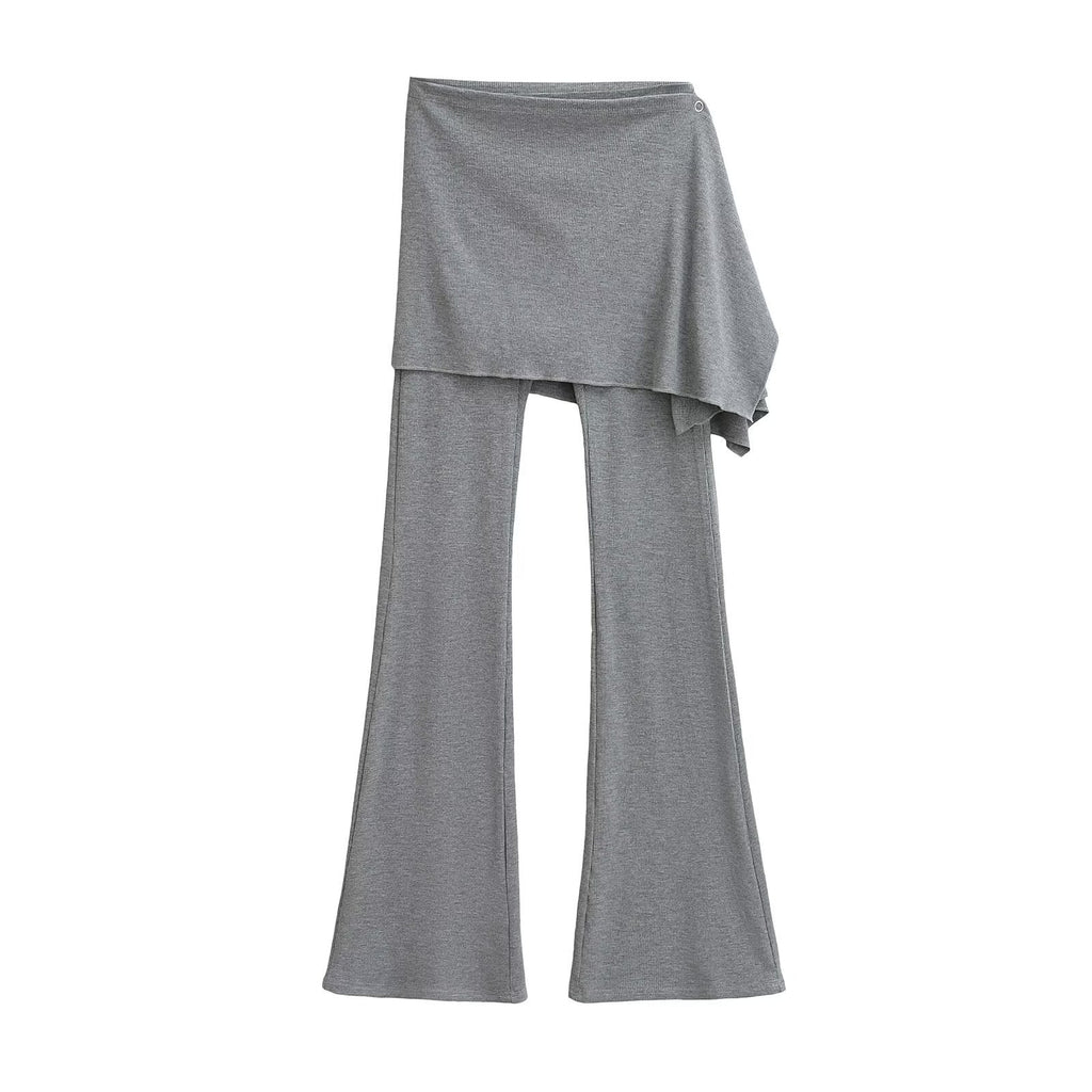 Women's Flared Pants with Asymmetric Overlay