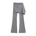 Women's Flared Pants with Asymmetric Overlay