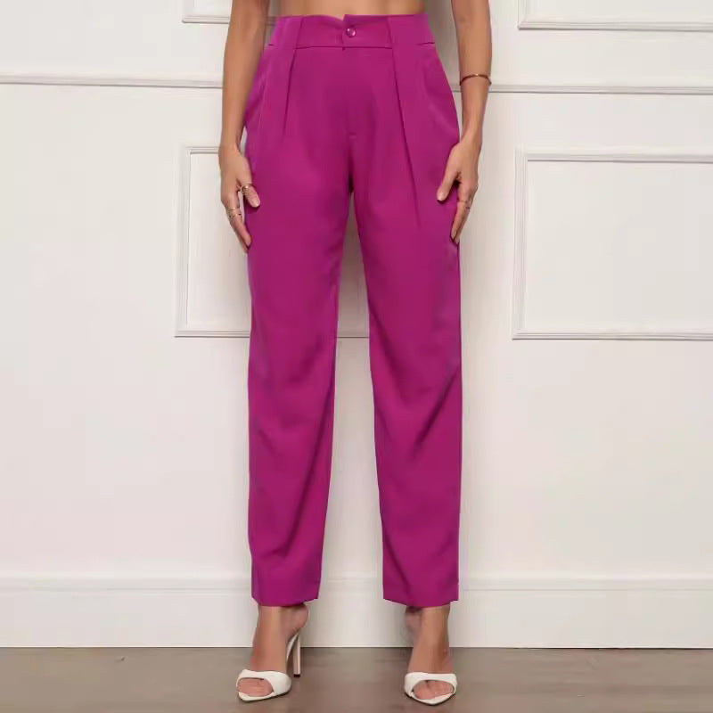 Elegant High-Waisted Pants with Pleat Details