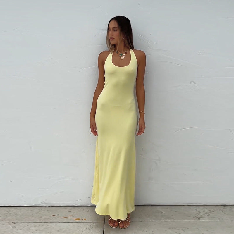 Women's Floor-Length Summer Dress with Boat Neck