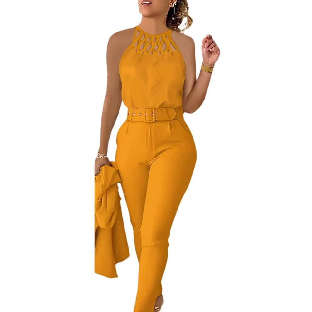 Women's Jumpsuit with Unique Bodice and Tailored Trousers