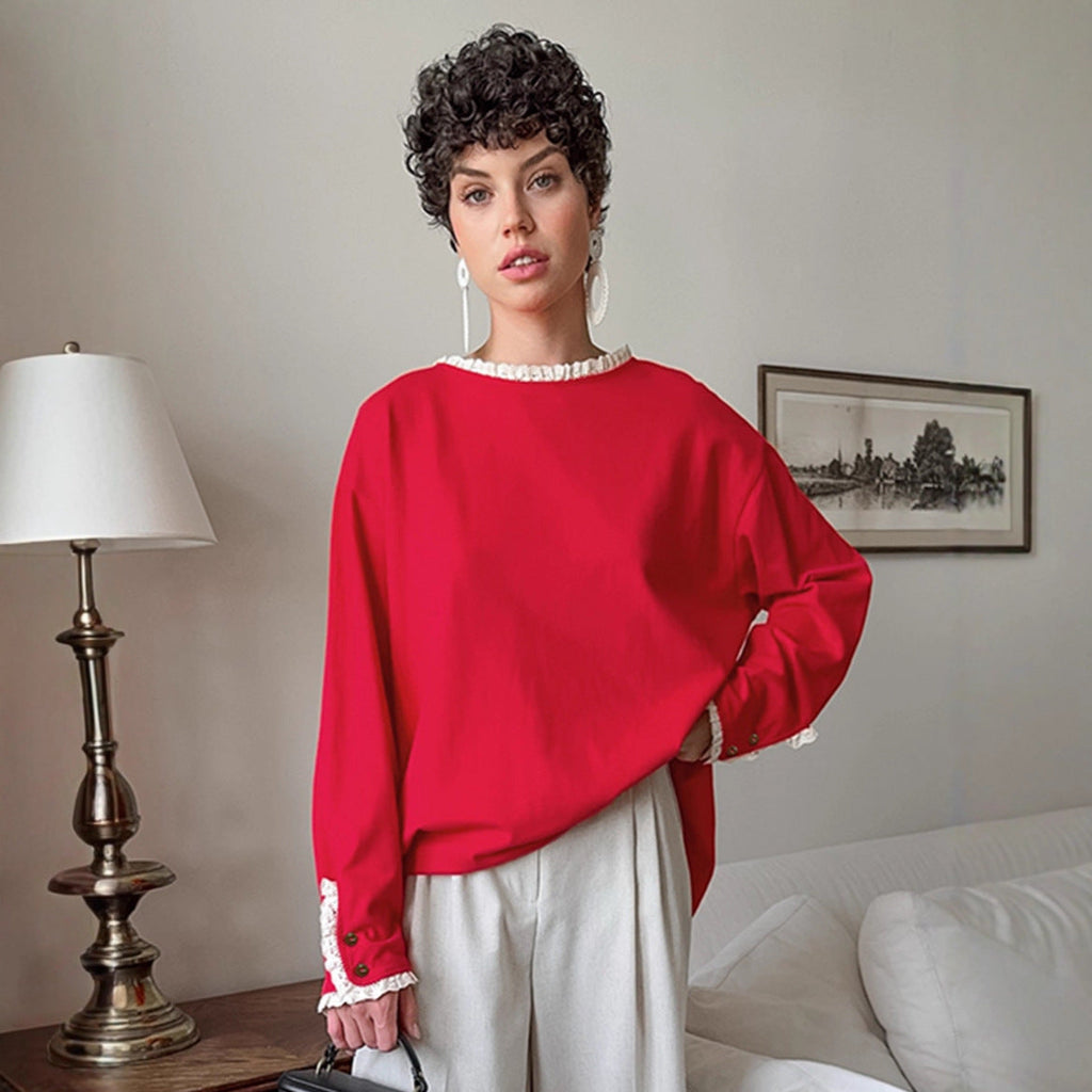 Women's Elegant Oversized Sweater with Ruffled Sleeves