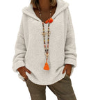 Women's Comfortable Knit Sweater with Hood and Casual Cut