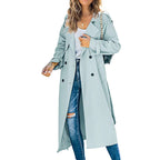 Women's Casual Trench Coat with Belt and Stylish Buttons
