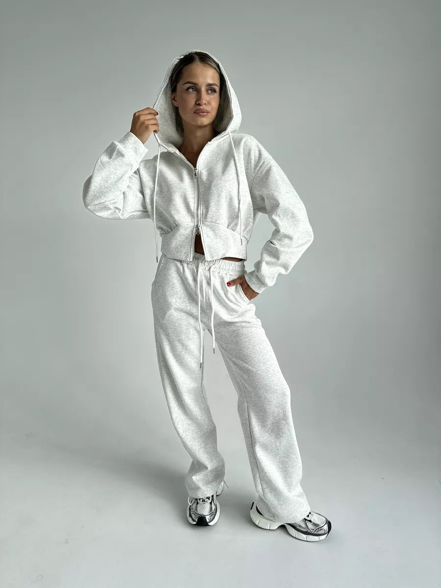 Cropped Zip-Up Hoodie