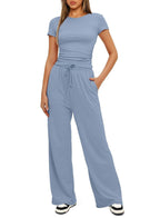 Women's Comfortable Leisure Set with Elastic Waist and Cozy Top
