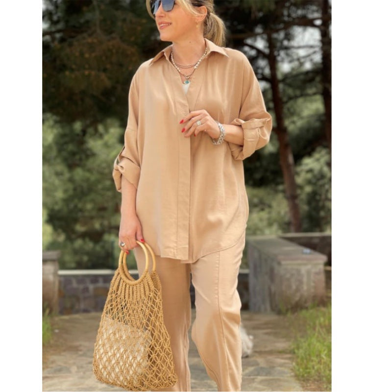 Women's Loose Shirt with Stand-up Collar