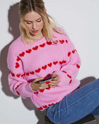 Cozy Women's Heart Pattern Sweater