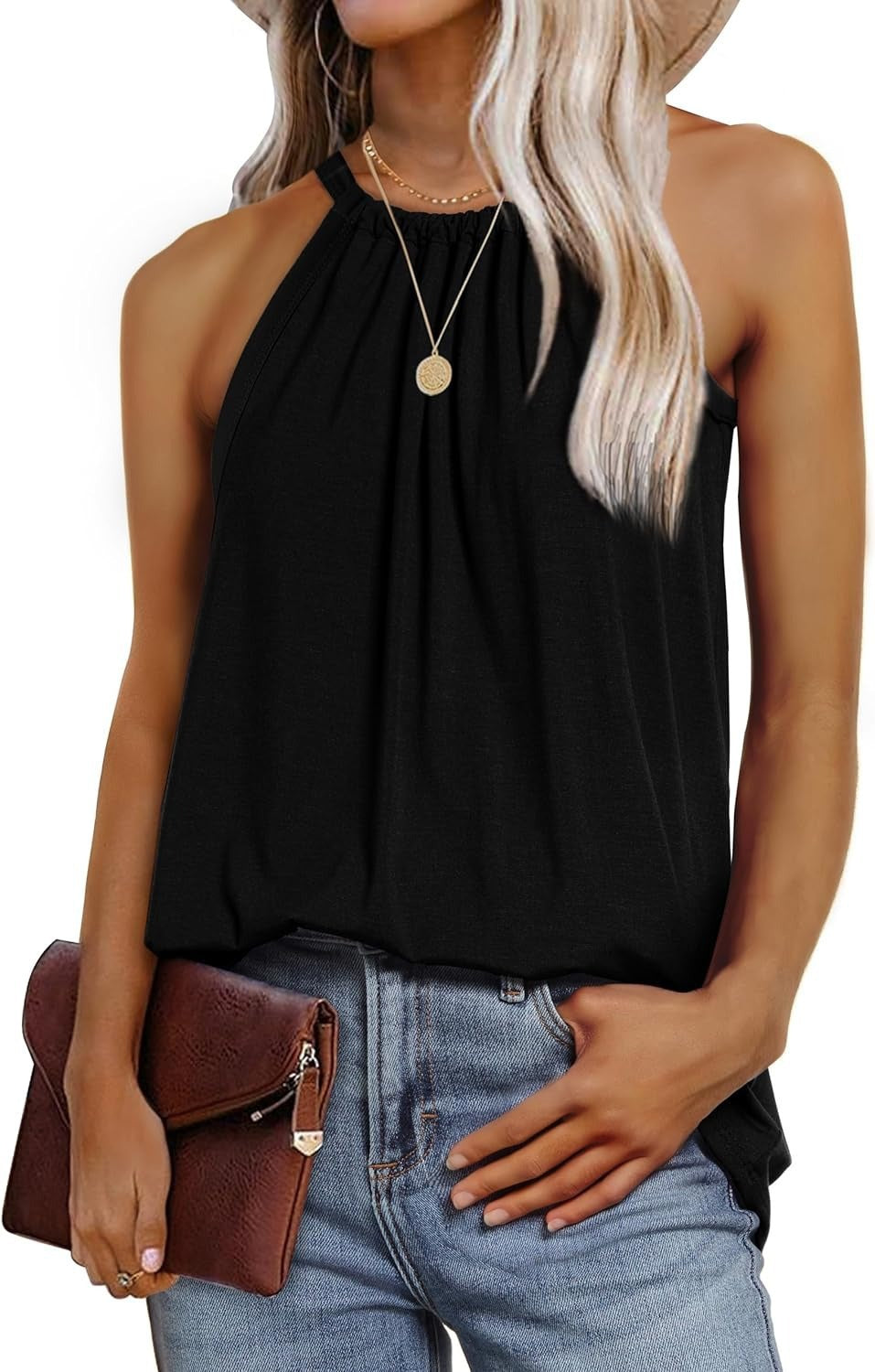 Sleeveless Top with Ruffle Hem and Loose Fit