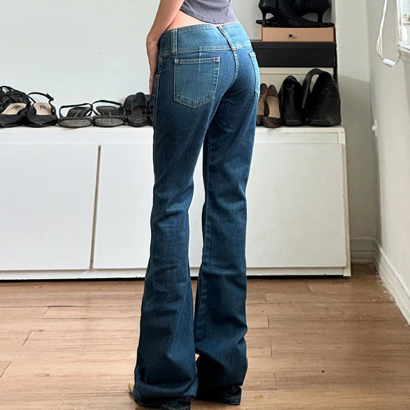 Women's High-Waisted Bootcut Jeans with Side Pockets