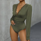 Women's Bodysuit with Elegant Lace Trim and Flattering Cut