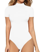 Women's Short-Sleeve Bodysuit with High Collar