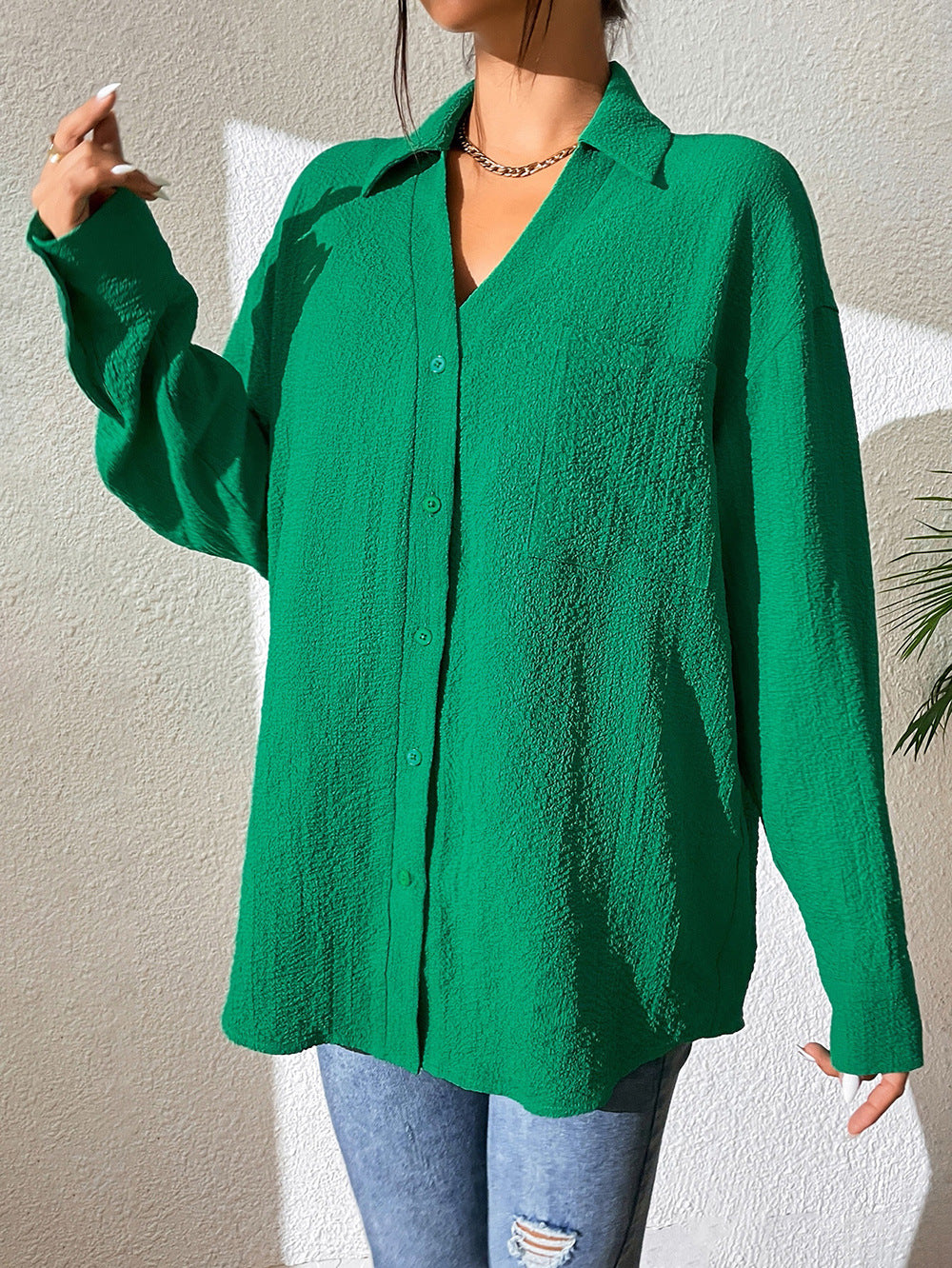Women's Lightweight Casual Shirt with Textured Fabric
