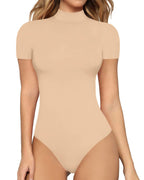 Women's Short-Sleeve Bodysuit with High Collar