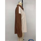 Women's Corduroy Shirt with Color-Block Design