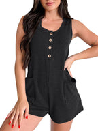 Women's Textured Jumpsuit with Decorative Buttons