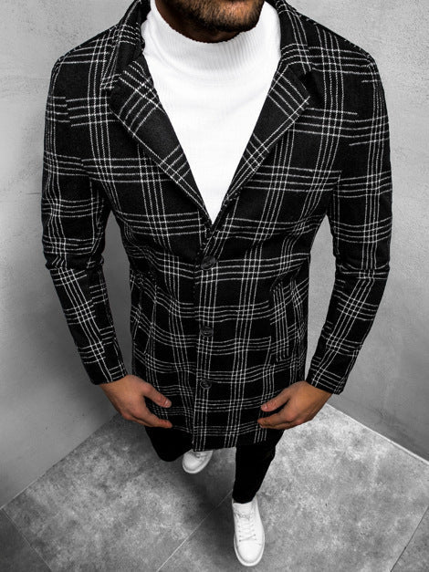 Women's Elegant Trench Coat with Plaid Pattern and Tailored Fit