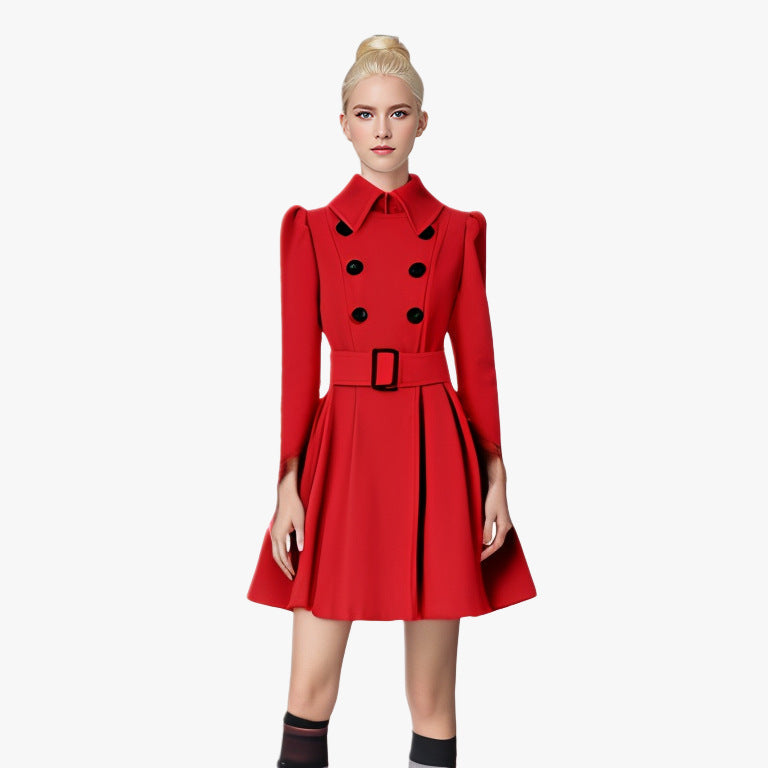 Women's Modern Trench Coat with Tailored Fit and Double Buttons