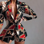 Women's Fashionable Blazer with Shorts and Striking Color Design