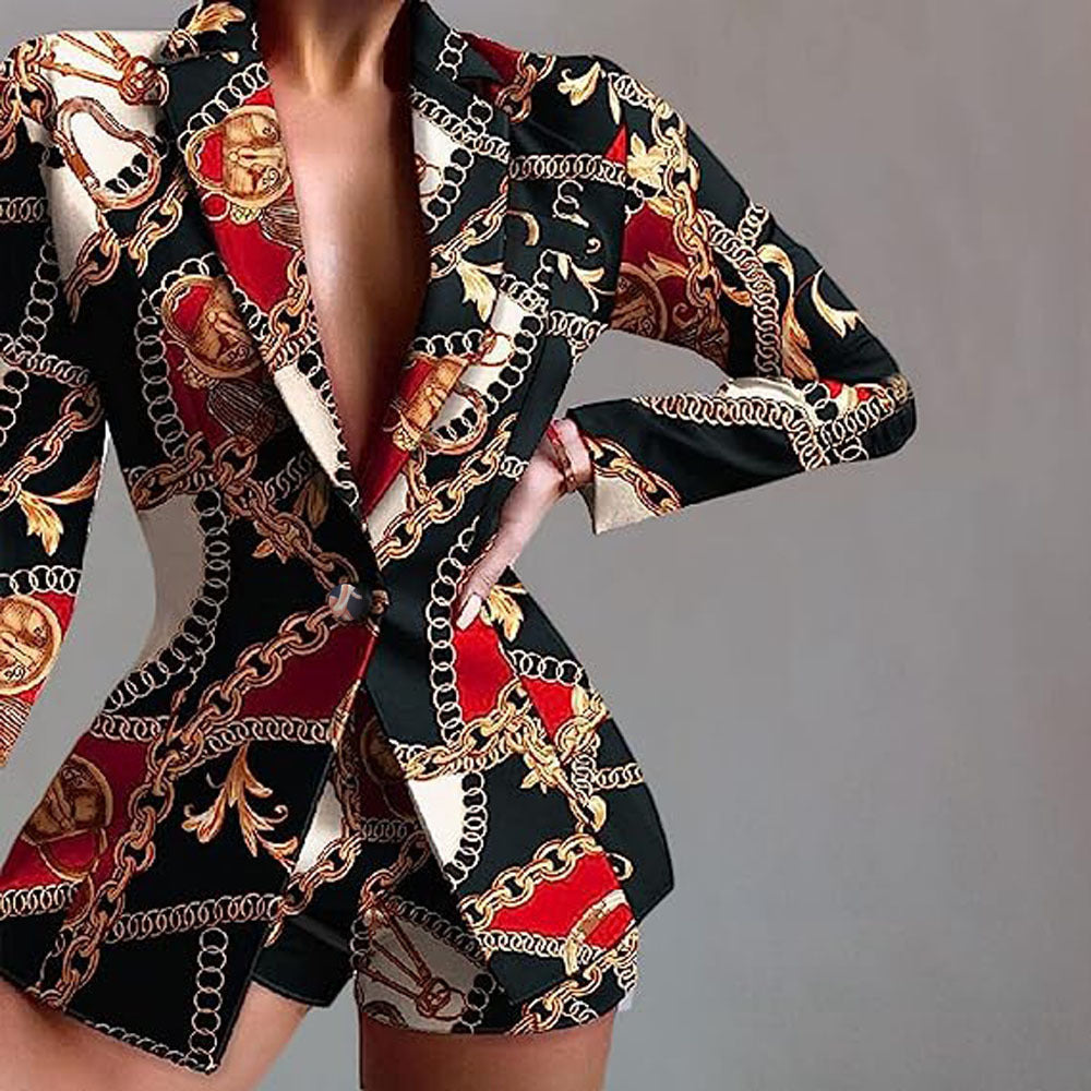Women's Fashionable Blazer with Shorts and Striking Color Design