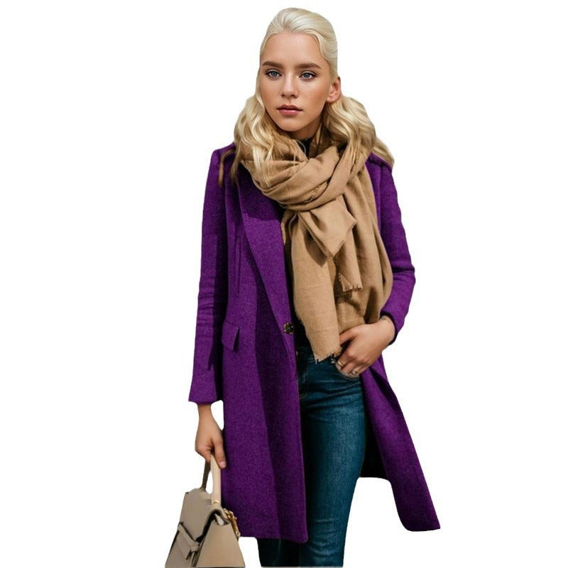 Women's Elegant Trench Coat with Double-Breasted Placket